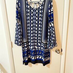INC International Concepts Blue and Black Patterned Dress